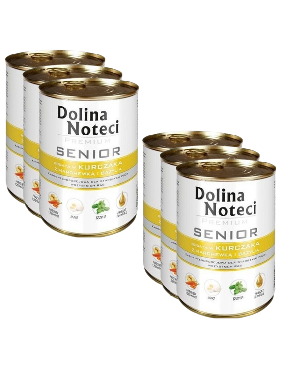 Dolina Noteci PREMIUM Senior Kurczak z marchewką i bazylią 6 x 400g