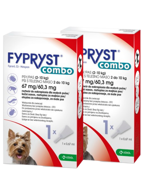 KRKA Fypryst Combo krople na pchły i kleszcze dla psa 2-10 kg 67 mg/0,67ml 2 szt.