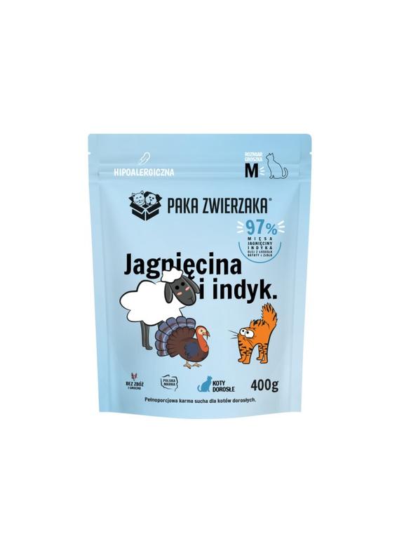Paka Zwierzaka - Karma sucha KOT Jagnięcina i indyk ''M'' 400g
