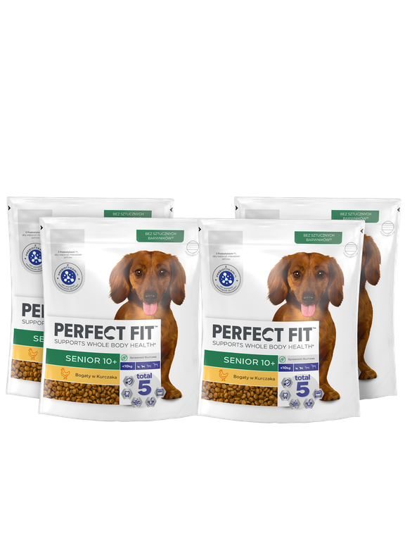 Perfect Fit™ Senior 10+ 4x825g – sucha karma pełnoporcjowa dla psów małych ras powyżej 10 lat, bogata w kurczaka