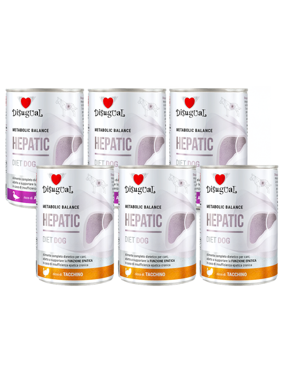 Disugual Karma mokra dla psa Weterynaryjna HEPATIC Kaczka/Indyk (dorosły) 6x400g