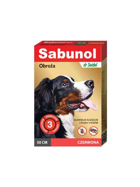Sabunol czerwona obroża przeciw pchłom i kleszczom dla psa 50 cm