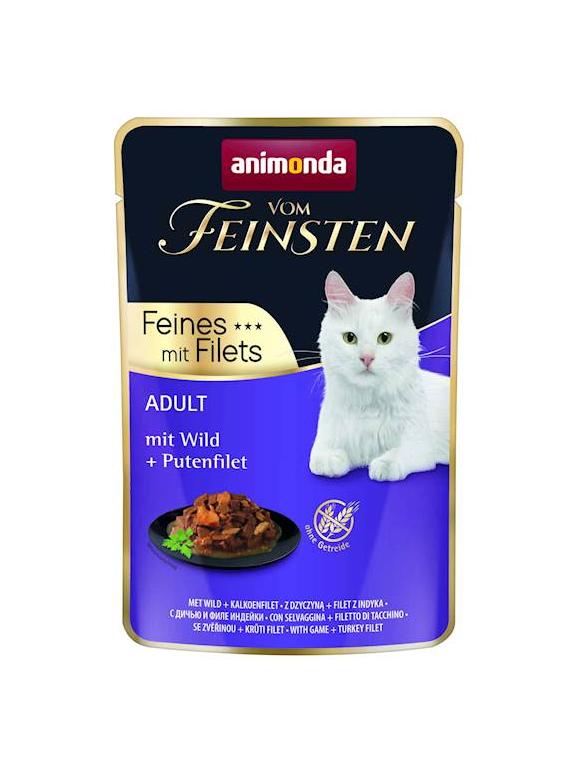 ANIMONDA Cat Vom Feinsten Adult Dziczyzna + filet z indyka saszetka 85g
