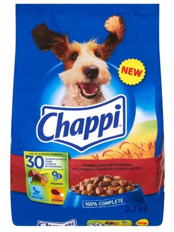 CHAPPI 2,7kg - sucha karma dla psów z wołowiną, drobiem i warzywami