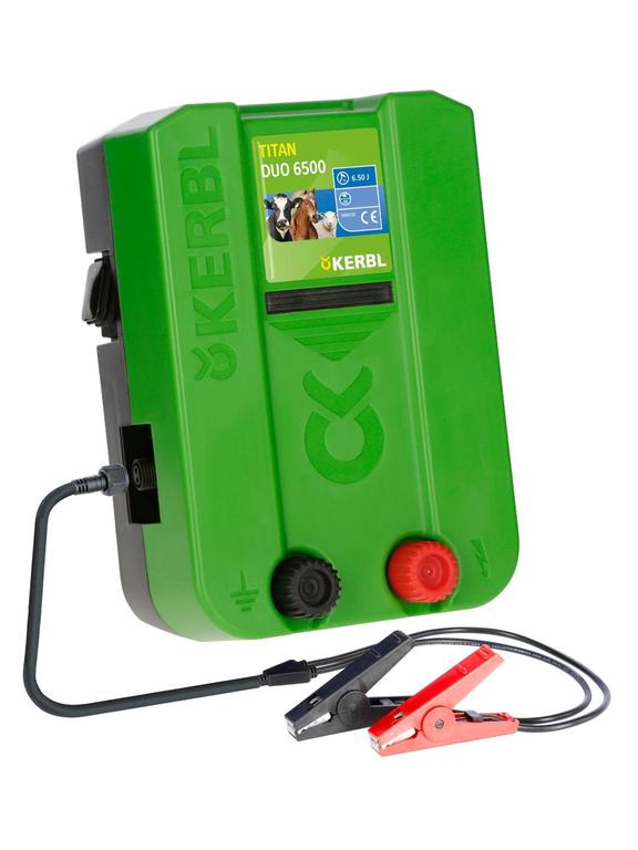 KERBL Elektryzator uniwersalny TITAN DUO 6500, na dziki, dla koni, bydła, owiec i kóz, 6,5 J