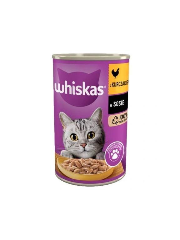 WHISKAS Adult puszka 400 g - mokra karma dla dorosłego kota, kawałki z kurczakiem w sosie