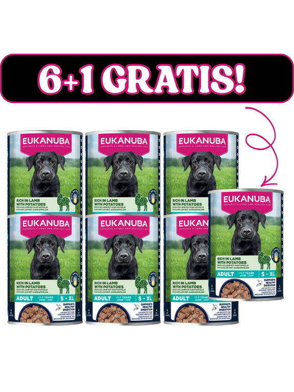 EUKANUBA Mokra karma dla psów dorosłych, bogata w jagnięcinę i ziemniaki 6x400g + 400g Gratis