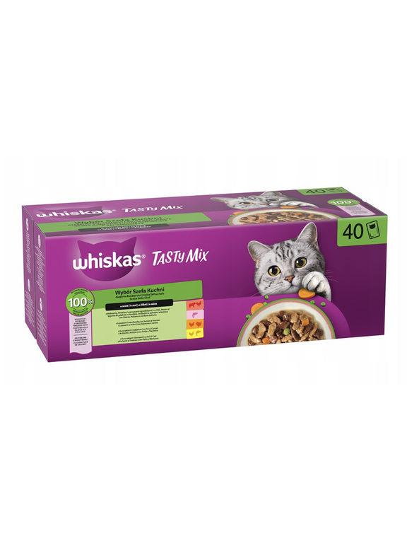 WHISKAS TASTY MIX mokra karma dla kota Wybór Szefa Kuchni w sosie 40 x 85 g