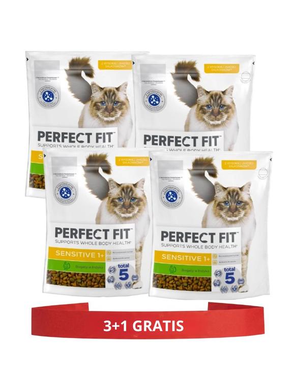 PERFECT FIT (Sensitive 1+) 4x750g Bogaty w indyka - sucha karma dla kota z wrażliwym układem trawiennym