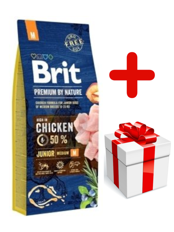 BRIT Premium By Nature Junior M 15kg + niespodzianka dla psa GRATIS!