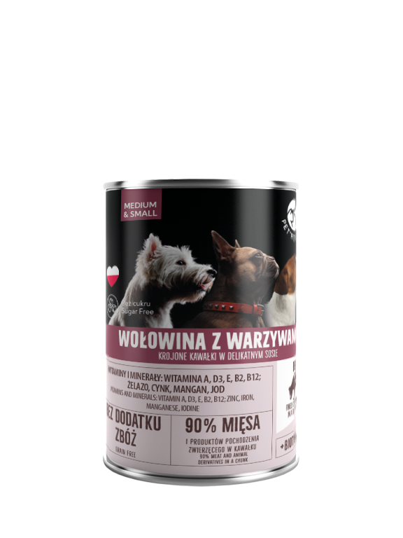 PetRepublic kawałki w sosie z wołowiną i warzywami 400g dla psa