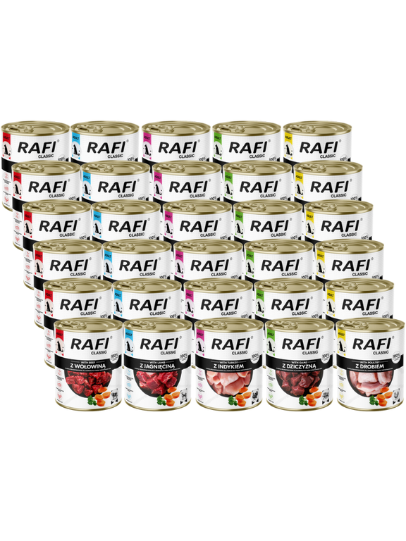 DOLINA NOTECI Mokra karma dla psa Rafi Classic Mix Smaków 30x800g