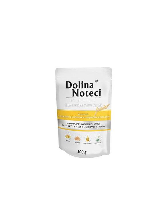 Dolina Noteci PREMIUM dla psów małych ras JUNIOR bogata w żołądki z kurczaka z wątróbką cielęcą saszetka 100g