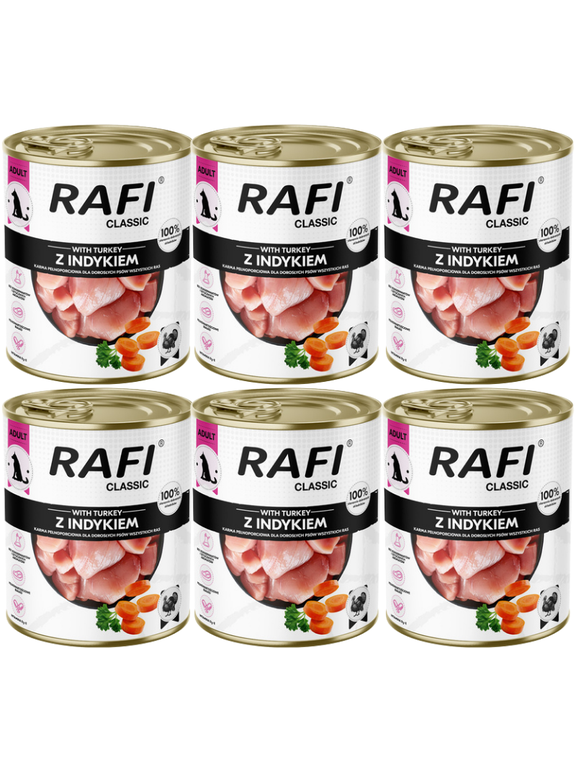 DOLINA NOTECI Mokra karma dla psa Rafi Classic z indykiem 6x800g