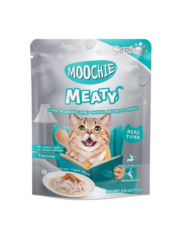 MOOCHIE Tuna & Green Lipped Mussel In Gravy 12x70g Senior