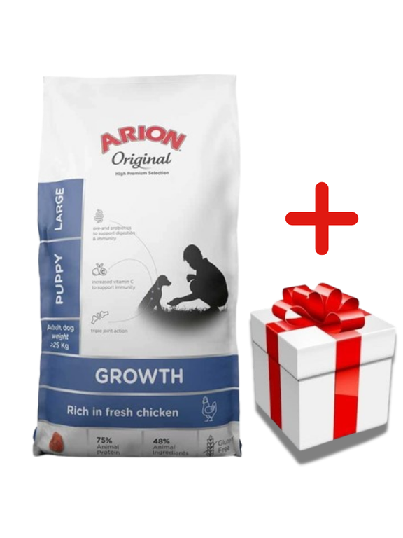 ARION Original Growth Chicken Puppy Large 12kg + 	NIESPODZIANKA DLA PSA