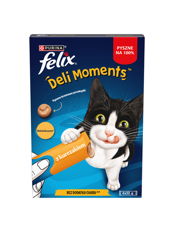Felix Deli Moments Kremowe przekąski dla kotów z kurczakiem 4x10g