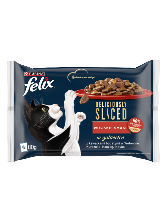 FELIX Deliciously Sliced Wiejskie Smaki Mokra karma dla kota 4x80g