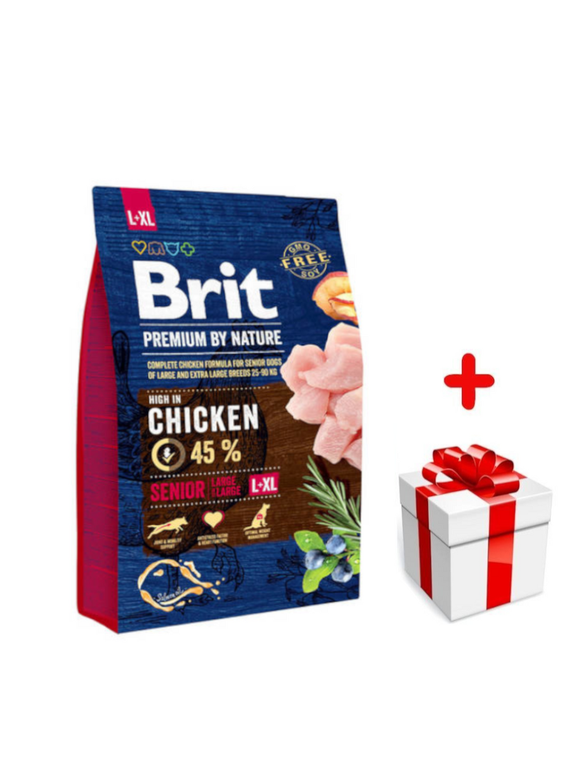 BRIT Premium By Nature Senior L+XL 3kg + niespodzianka dla psa GRATIS!
