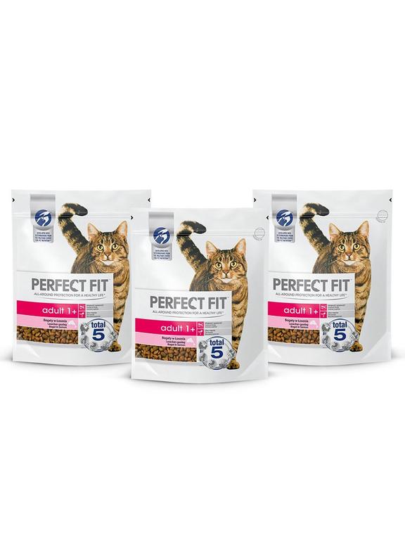 PERFECT FIT (Adult 1+) 3 x 750g Bogaty w łososia - sucha karma dla kotów dorosłych