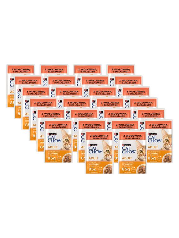 PURINA Cat Chow Adult Karma dla kotów z wołowiną i bakłażanem w galaretce 26x85g