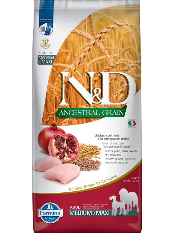 Farmina N&D Ancestral Grain canine CHICKEN & POMEGRANATE ADULT MEDIUM&MAXI  12kg