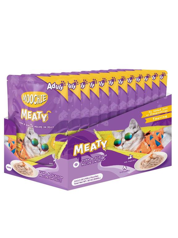 MOOCHIE Tuna & Scallop In Jelly 12x70g mokra karma dla kota (Tuńczyk i przegrzebki w galaretce)