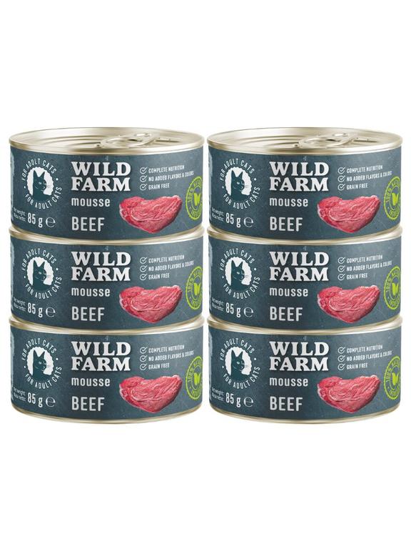 WILD FARM Mousse Beef 6x85g - bezzbożowy mus dla kota