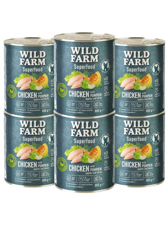 WILD FARM Superfood Chicken (Kurczak z dynią, jabłkiem i ziołami) 6x800g bezzbożowa karma dla psa