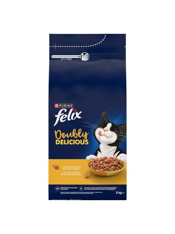 Felix Doubly Delicious Karma dla dorosłych kotów z pyszną mieszanką kurczaka i indyka 2 kg