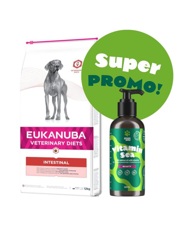 EUKANUBA Intestinal Dog 12kg + Olej z łososia norweskiego 300ml