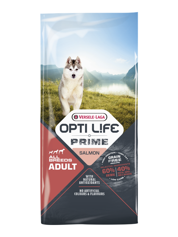 VERSELE-LAGA Opti Life Prime Adult Salmon 12,5kg - karma bezzbożowa dla dorosłych psów z łososiem