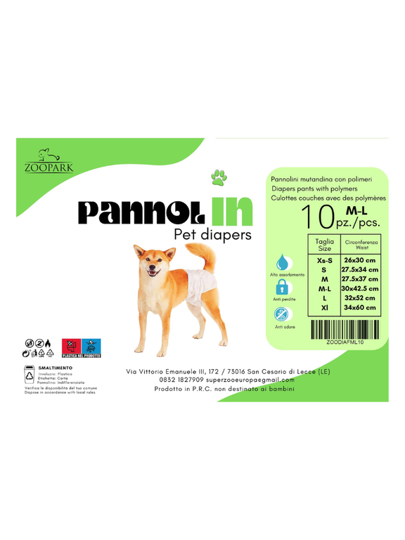 PannolIN Pieluchy dla suczki rozm. M-L 30x42,5cm 10szt/opak.