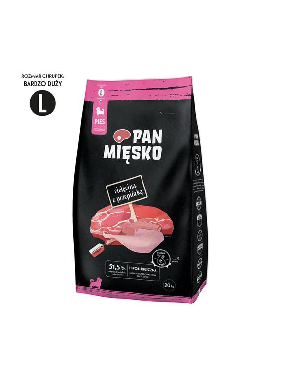PAN MIĘSKO Cielęcina z przepiórką L 20kg dla szczeniąt