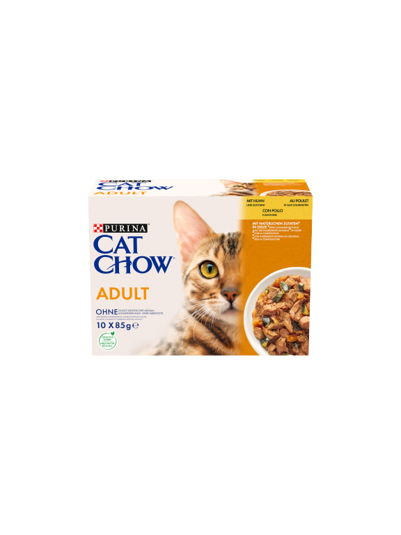 PURINA Cat Chow Adult Karma dla kotów z kurczakiem i cukinią w galaretce 10x85 g