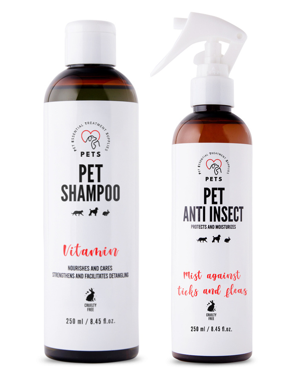 PET Shampoo Vitamin_Szampon Witaminowy 250ml Odżywczy i pielęgnujący + PETS ANTI INSECT - skuteczna ochrona przeciw kleszczom, pchłom oraz innym owadom 250ml
