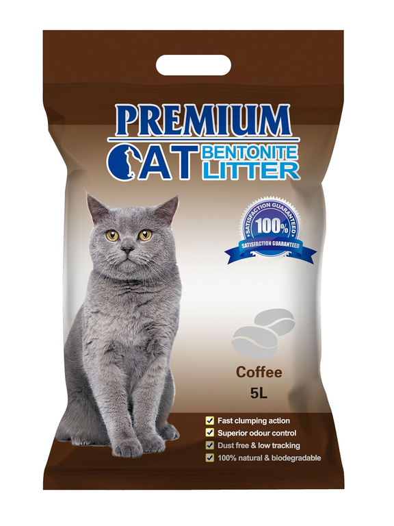 Premium Cat Żwirek Bentonitowy Zbrylający - Kawowy dla kota 5L