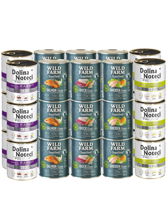 Dolina Noteci PREMIUM + WILD FARM Superfood Mix Smaków 30x800g