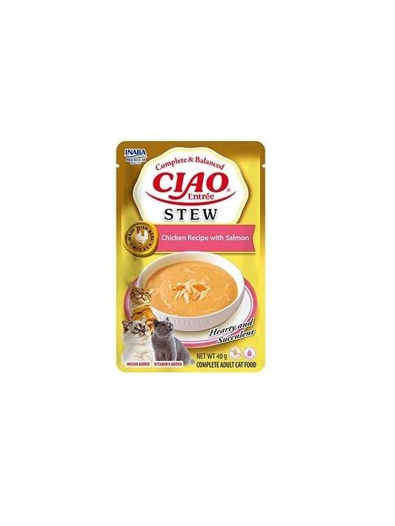 INABA  Cat Ciao Stew - kremowa potrawka dla kota o smaku kurczaka i łososia 40g