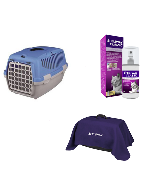 TRIXIE Box transportowy CAPRI 32x31x48cm niebieski+ Feliway Spray 60ml + kocyk GRATIS!