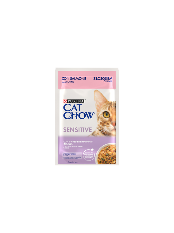 CAT CHOW Sensitive Karma dla kotów z łososiem i cukinią w sosie 85g