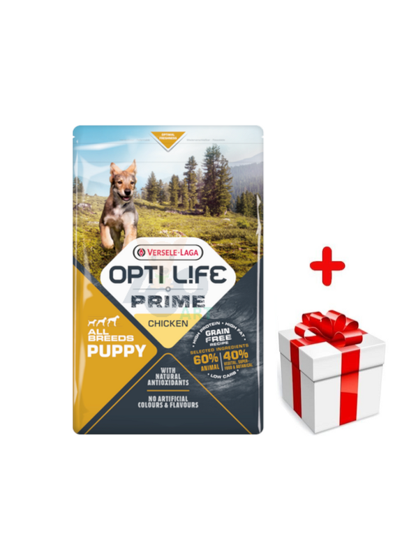 VERSELE-LAGA Opti Life Prime Puppy 2,5kg - karma bezzbożowa dla szczeniąt z kurczakiem + niespodzianka dla psa GRATIS!