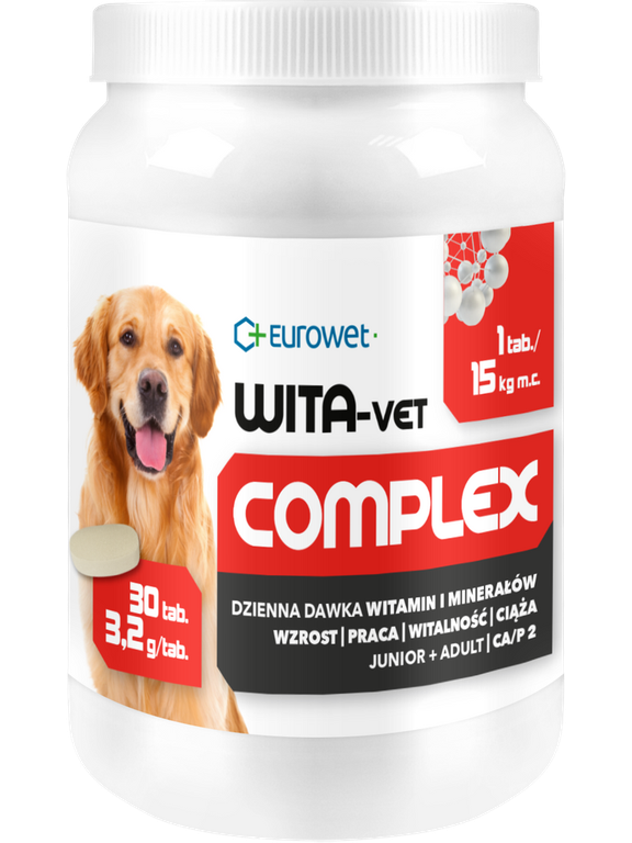 WITA-VET Ca/P = 2, 3,2g Junior+Adult 30 tabletek