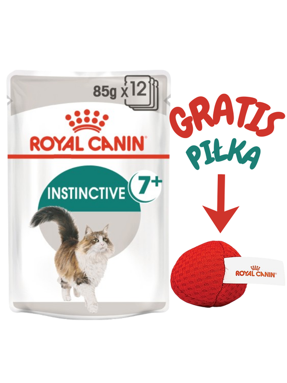 ROYAL CANIN  Instinctive +7 12x85g w sosie karma mokra dla kotów starszych, wybrednych + Royal Canin piłka dla kota GRATIS!!!