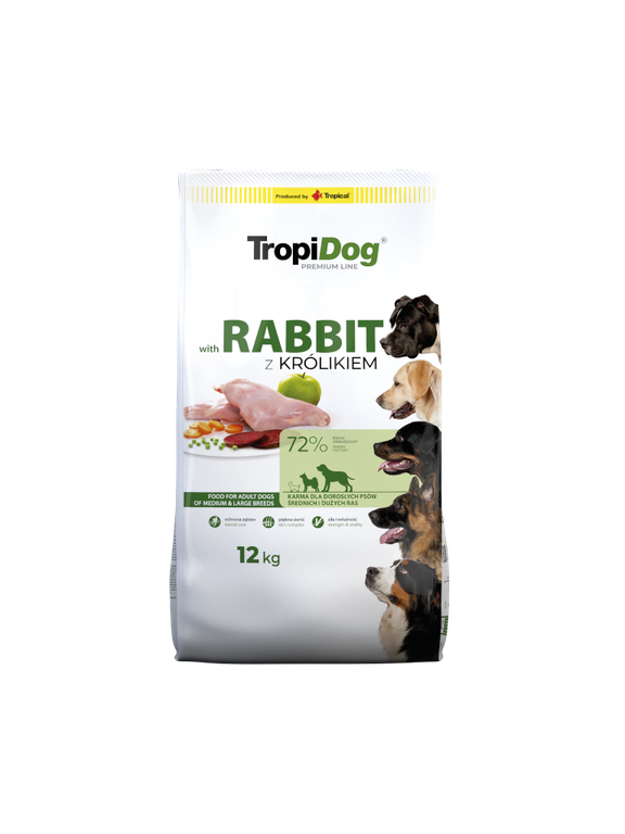 TROPIDOG Premium Adult medium & large breeds bogaty w królika i ryż 12kg