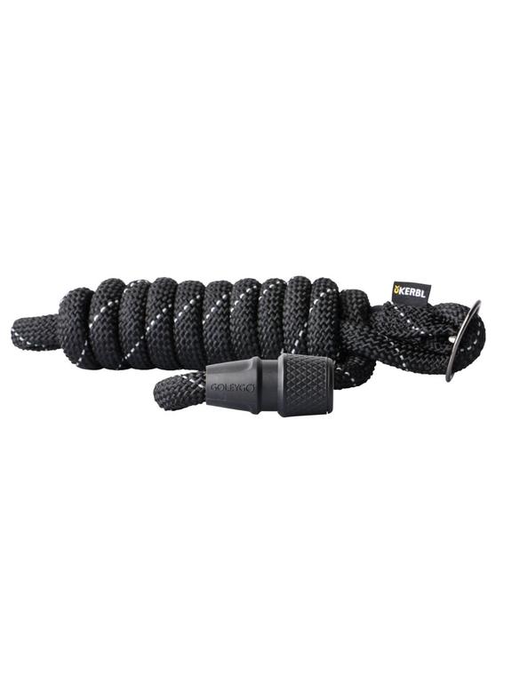 KERBL Smycz sznurkowa GoLeyGo, z Adapterem,czarna, 8mm x 140-200cm,S,max.15kg