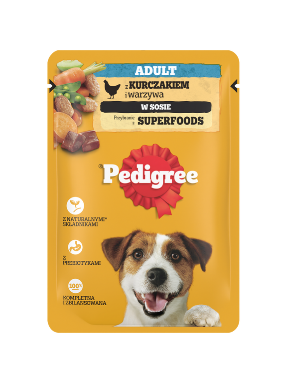 PEDIGREE Adult saszetka 100g - mokra karma dla psów z kurczakiem i warzywami w sosie