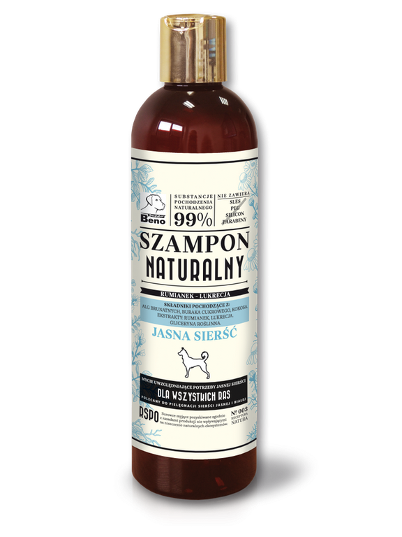 SUPER BENO Szampon naturalny dla psa jasna sierść 300ml