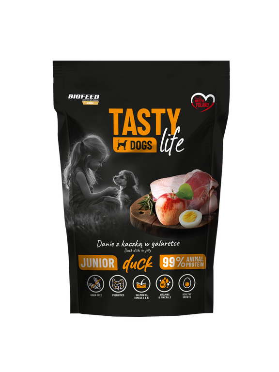 Tasty Dogs Life Junior Danie z kaczką w galaretce 150g