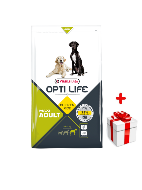 VERSELE-LAGA Opti Life Adult Maxi 12,5kg - z kurczakiem - dla dużych ras + niespodzianka dla psa GRATIS!